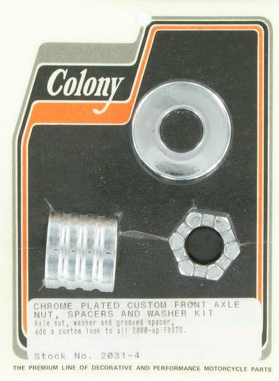 Front axle nut and grooved spacer kit, custom | Color: chrome | Order Number: C2031-4 | OEM Number: 43683-00