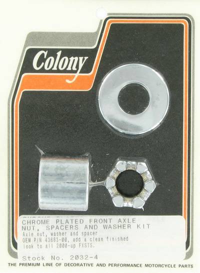 Front axle nut and smooth spacer kit | Color: chrome | Order Number: C2032-4 | OEM Number: 43683-00