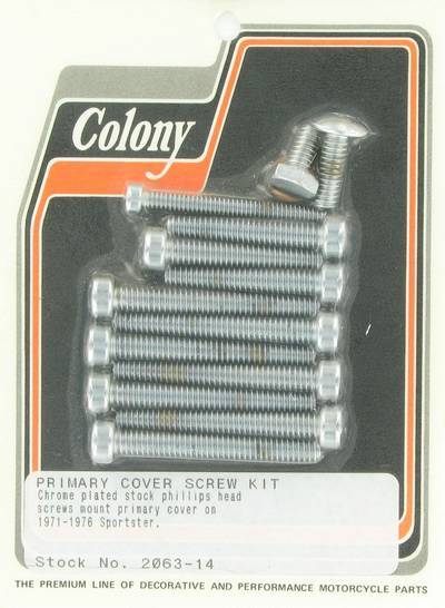 Primary cover screw kit, Phillips head | Color: chrome | Order Number: C2063-14 | OEM Number: