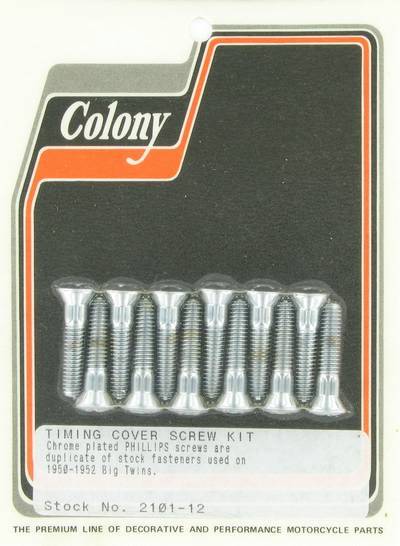 Cam cover / Timing cover screw kit, with Phillips heads | Color: chrome | Order Number: C2101-12 | OEM Number: 2341