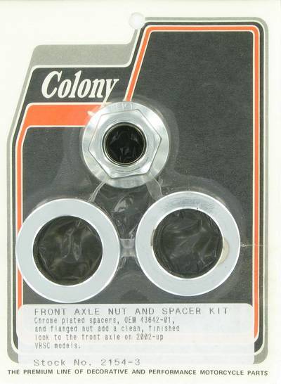 Front axle nut and spacer kit | Color: chrome | Order Number: C2154-3 | OEM Number: 43642-01