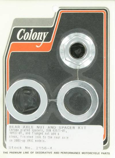 Rear axle nut and spacer kit | Color: chrome | Order Number: C2156-4 | OEM Number: 43571-01 / 40437-01