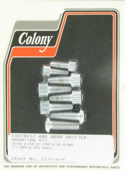Footrest & gear shifter mounting kit - polished Allen screws | Color: chrome | Order Number: C2177-8-P | OEM Number: