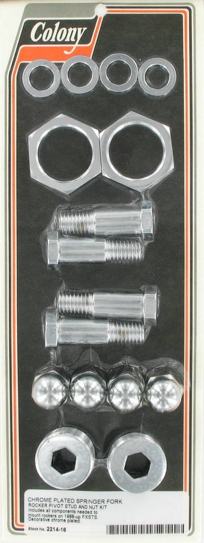 Springer fork rocker pivot stud & nut kit | Color: chrome | Order Number: C2214-16 | OEM Number: