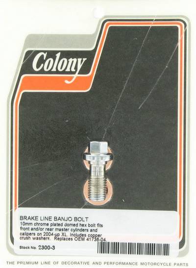 Brake line banjo bolt, 10mm - domed hex | Color: chrome | Order Number: C2300-3 | OEM Number: 41736-04