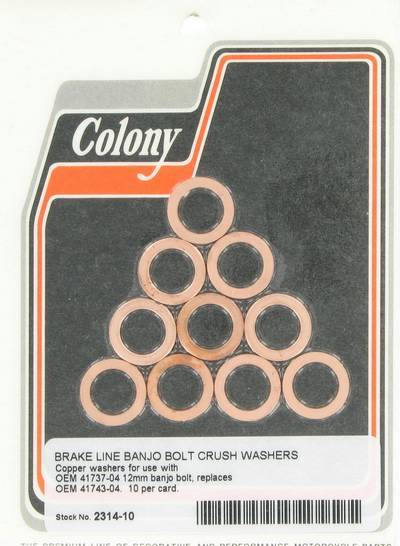 Crush washers - brake line banjo bolt | Color: copper | Order Number: C2314-10 | OEM Number: 41743-04