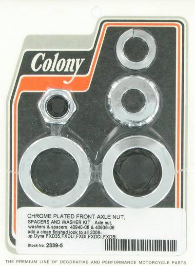 Front axle nut / smooth spacer / washer | Color: chrome | Order Number: C2339-5 | OEM Number: 40936-06 / 40940-06