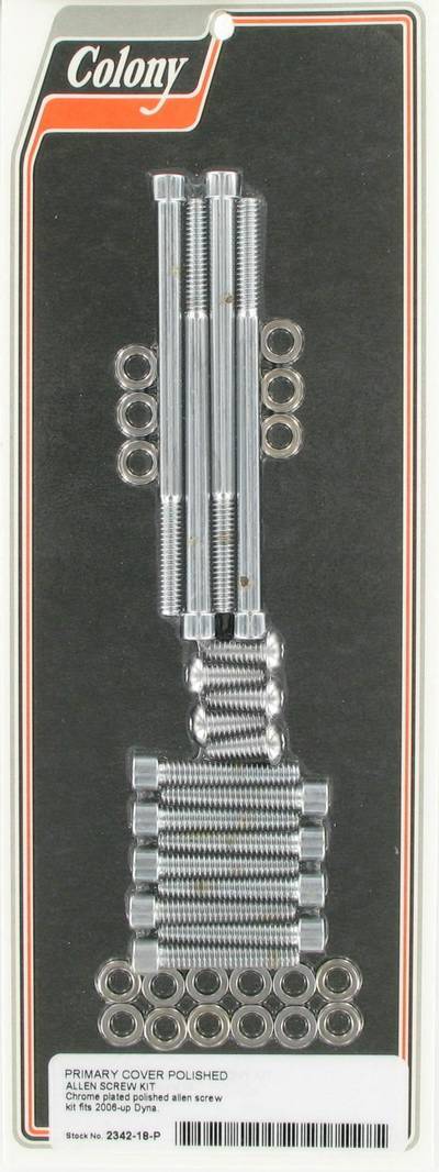 Primary cover screw kit, polished - Allen | Color: chrome | Order Number: C2342-18-P | OEM Number: