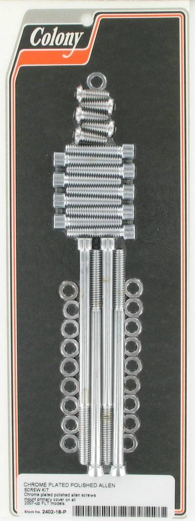 Primary cover screw kit  -  polished Allen | Color: chrome | Order Number: C2402-18-P | OEM Number: