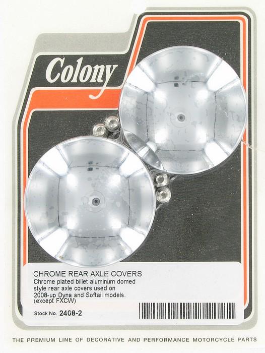Billet aluminum rear axle covers - domed style | Color: chrome | Order Number: C2408-2 | OEM Number: