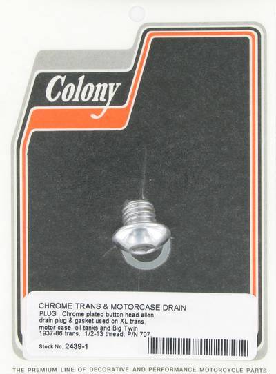 Transmission & motor case drain plug-button head, Allen - 1/2