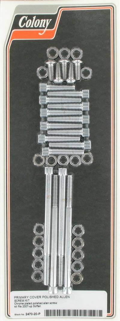 Primary cover screw kit - polished Allen | Color: chrome | Order Number: C2470-20-P | OEM Number: