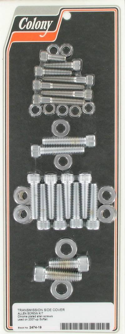 Transmission side cover screw kit - Allen | Color: chrome | Order Number: C2474-19 | OEM Number: