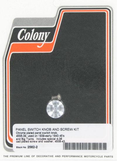 Panel switch knob and screw kit | Color: chrome | Order Number: C2562-2 | OEM Number: 71610-42 / 4556-39