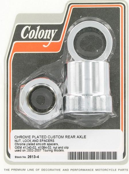 Rear axle nut and spacer kit | Color: chrome | Order Number: C2613-4 | OEM Number: 41240-02 / 41084-02