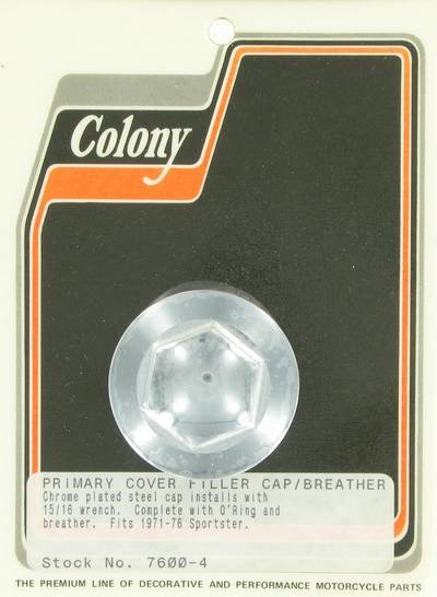 Primary cover filler cap/breather, hex drive | Color: chrome | Order Number: C7600-4 | OEM Number: 34742-71