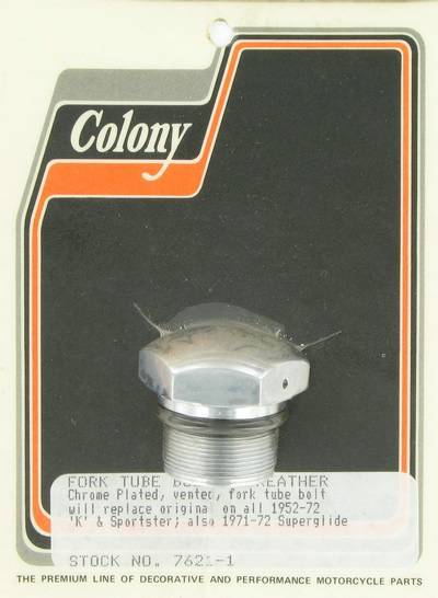 Fork tube bolt/breather, custom style | Color: chrome | Order Number: C7621-1 | OEM Number: 45756-59