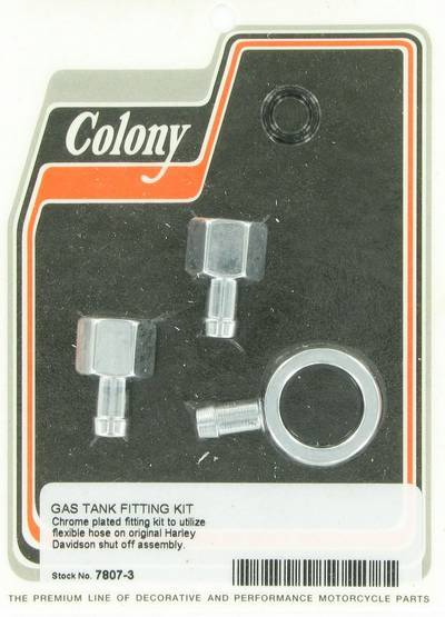 Gas tank fitting kit; use with flex hose | Color: chrome | Order Number: C7807-3 | OEM Number: