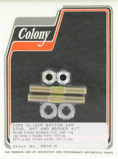 Fork slider bottom stud and nut kit | Color: chrome | Order Number: C8826-6 | OEM Number: 45998-73