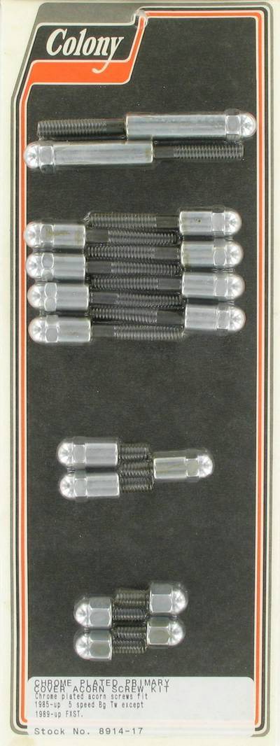 Primary cover screw kit, acorn | Color: chrome | Order Number: C8914-17 | OEM Number: