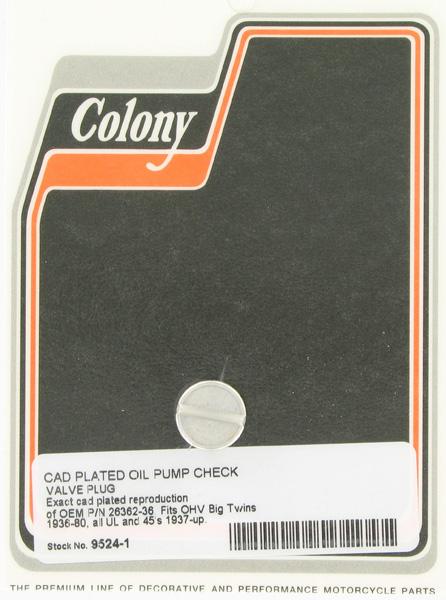 Oil pump check valve plug, stock | Color: cad | Order Number: C9524-1 | OEM Number: 26362-36 / 701-36
