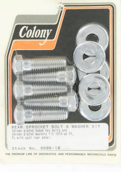 Rear sprocket bolt and washer kit | Color: chrome | Order Number: C9608-10 | OEM Number: