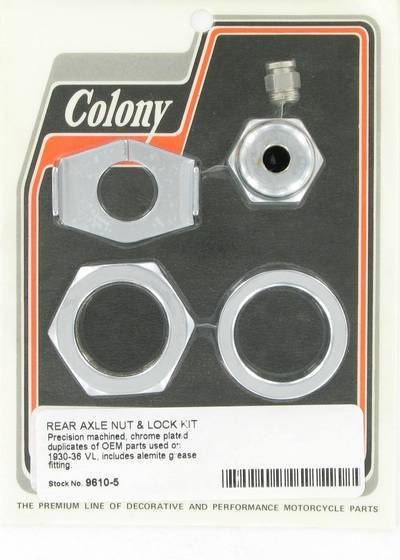 Rear axle nut and lock kit | Color: chrome | Order Number: C9610-5 | OEM Number:  3957-30