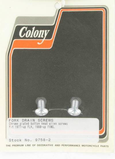 Fork drain screws, button head Allen | Color: chrome | Order Number: C9758-2 | OEM Number: 45858-77