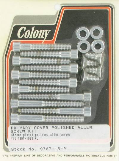 Primary cover screw kit, polished Allen | Color: chrome | Order Number: C9767-15-P | OEM Number: