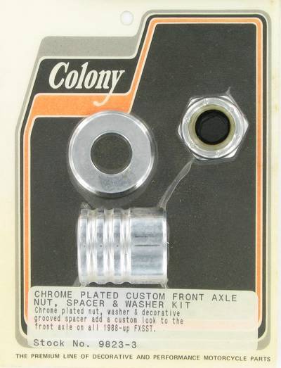 Front axle nut and spacer kit, custom grooved | Color: chrome | Order Number: C9823-3 | OEM Number: 40910-84A