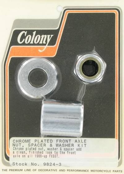 Front axle nut and spacer kit | Color: chrome | Order Number: C9824-3 | OEM Number: 40910-84A