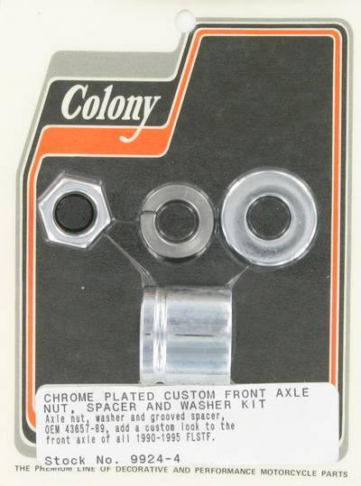 Front axle nut and spacer kit, custom grooved | Color: chrome | Order Number: C9924-4 | OEM Number: