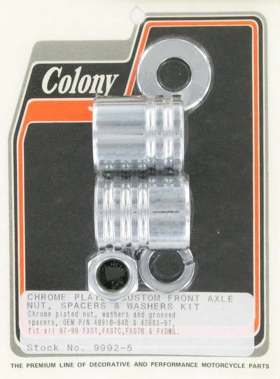 Front axle spacer kit, custom grooved | Color: chrome | Order Number: C9992-5 | OEM Number: 40910-84B/ 43683-97