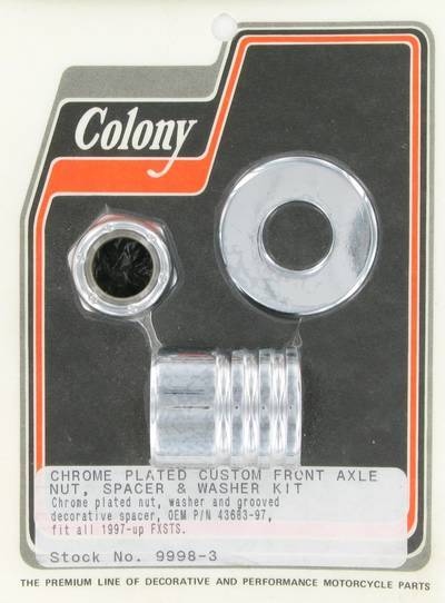 Front axle spacer kit, custom grooved | Color: chrome | Order Number: C9998-3 | OEM Number: 43683-97